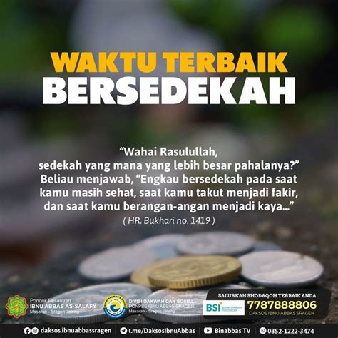 Waktu Terbaik Bersedekahdari Abu Hurairah Ia Berkata Bahwa Ada