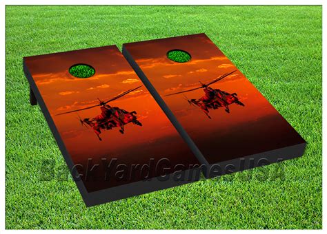 Vinyl Wraps Cornhole Boards Decals Helicopter War Red Bag Toss Game