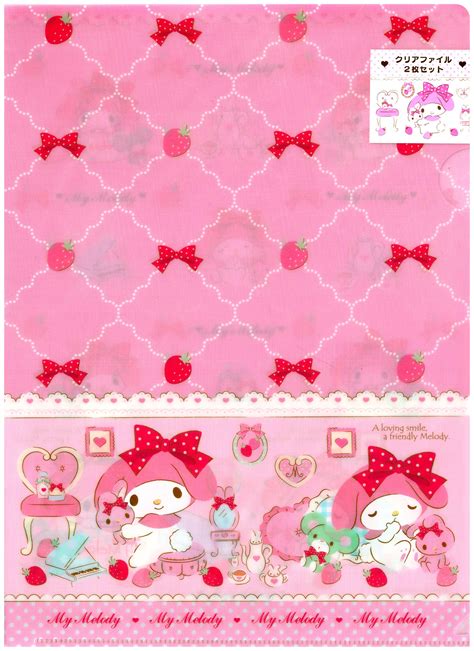 Sanrio My Melody Strawberries Plastic File Folder Set Hello Kitty