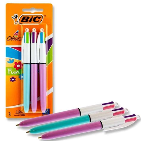 Bic Card 3 – 4 Colour Ballpoint Pens – Fun – Schoolwear House