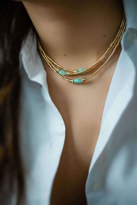 Collier Ras De Cou Perles Et Amazonite Lucinda Luj Paris