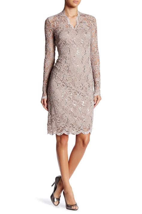 Buy Marina Long Sleeve Lace Sequin Dress Cheap Online