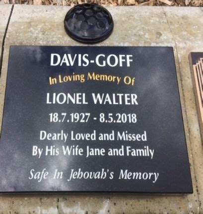 Lionel Walter Davis Goff 1927 2018 Mémorial Find a Grave