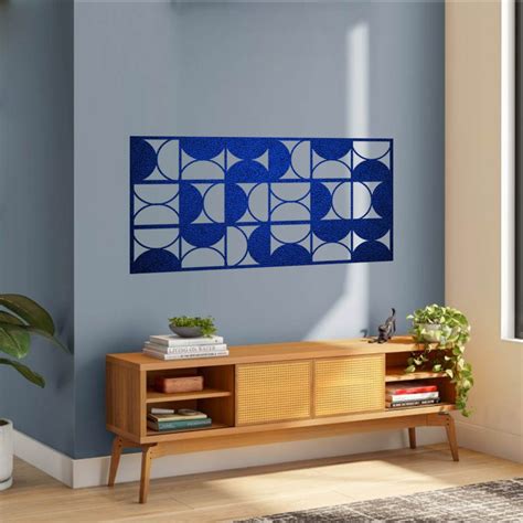 Painel Geométrico Recta em MDF 33x65cm Decoração Simétrica Quadros