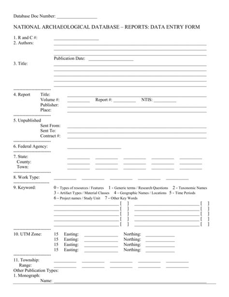 Iowa National Archaeological Database Reports Data Entry Form Fill Out Sign Online And