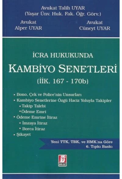 İcra Hukukunda Kambiyo Senetleri İİK 167 170b TALİH UYAR