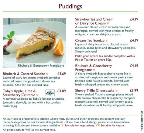 Menu at Toby Carvery pub & bar, Stockport, 271 Wellington Road North ...