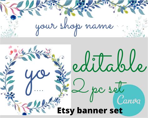 Etsy Shop Banner, Floral Banner Set, Etsy Shop Graphics, Editable ...