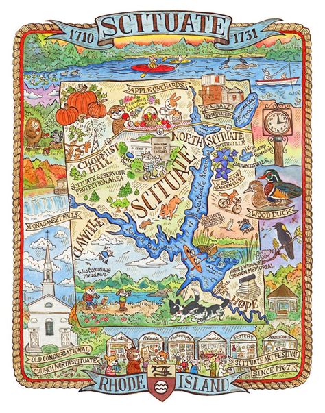 Scituate Rhode Island Map Art Print 8x10 Etsy