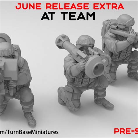 3D Printable TurnBase Miniatures Wargames AT Team By TurnBase