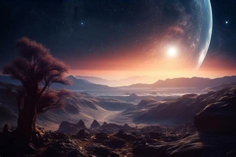 Premium AI Image | an alien planet landscape