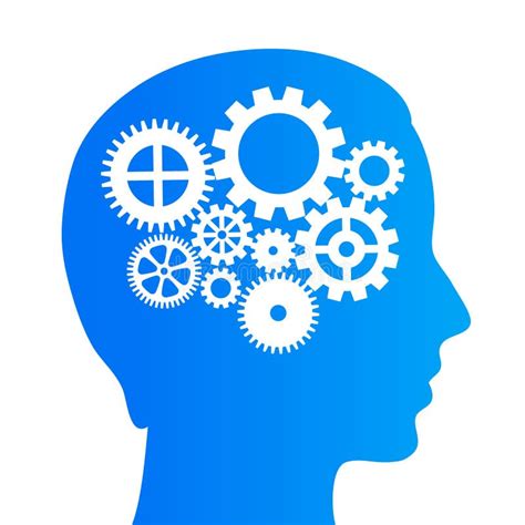 Thinking Brain Stock Vector Image Of Emblem Gears Pictogram