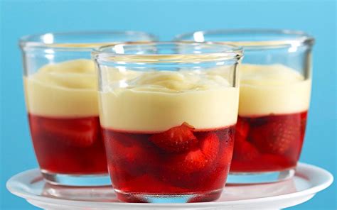 Strawberry And Custard Jelly Cups Jelly Recipes Desserts Custard