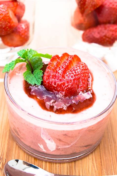 Eggless Strawberry Mousse Hadias Lebanese Cuisine