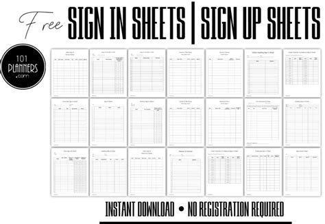 FREE Sign Up Sheet | Sign In Sheet | Instant Download