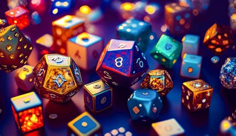 Premium AI Image Group Of Colorful Dice Sitting On Top Of Blue Table