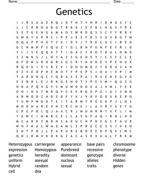 Genetics Word Search Wordmint