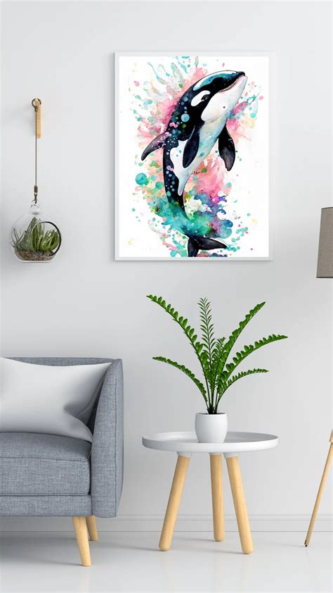 Orca Painting Orca Print Watercolor Painting Whale Painting Etsy De