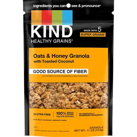 Kind Healthy Grains Oats Honey Clusters With Toasted Coconut Granola