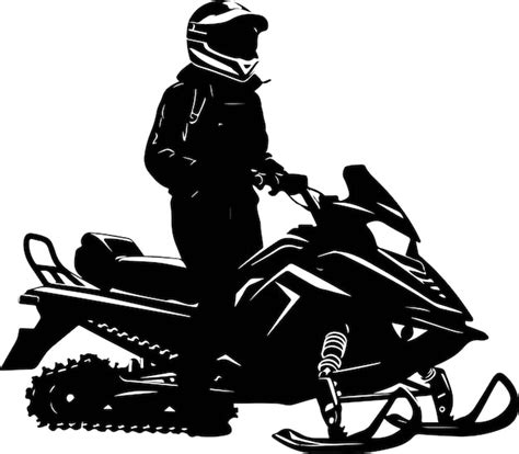 Silueta De Una Chica En Moto De Nieve Vector Vector Premium