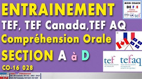 R Ussir Le Tef Canada Tefaq Entrainement Compr Hension Orale Section A