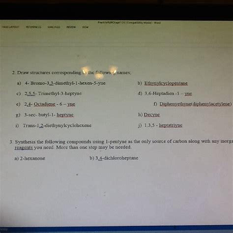 Solved 2 Draw Structures Corresponding Thc Following Names