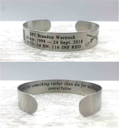 Custom Military Bracelet Stainless Steel Cuff Honor The Fallen Etsy