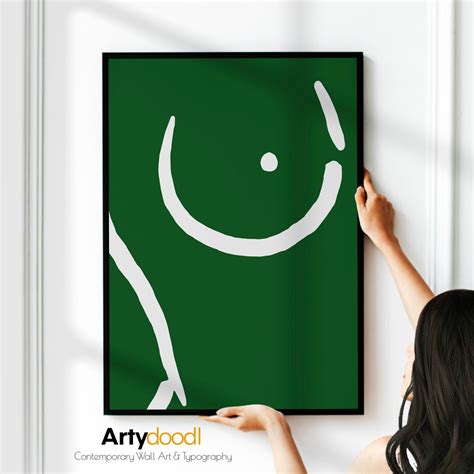 Green Wall Decor Female Boob Poster Print Female Abstract Figure