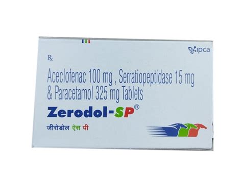 Zerodol Sp Aeclofenac Serratiopeptidase Paracetamol Tablets Ipca