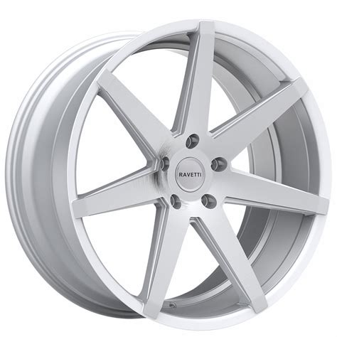 20 Staggered Ravetti Wheels M7 Silver With Brushed Face Rims RVT019 2