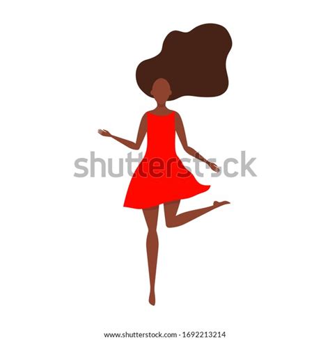 Beautiful Young African American Woman Jumping Stock Vector Royalty