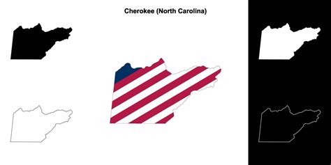 Cherokee County North Carolina Outline Map Set Vector Art At