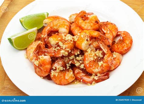 Fried King Prawns Served In Plate Royalty Free Stock Images Image