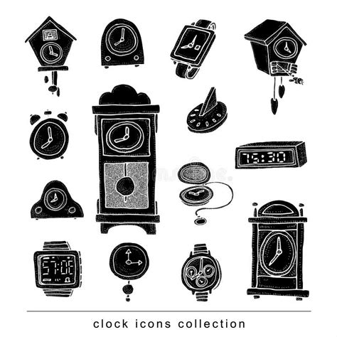 Set Of Clocks And Watches Hand Drawn Vector Illustration Stock Vector