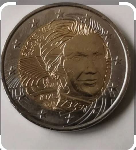 PIÈCE RARE DE 2 euros Simone Veil 1975 1927 2017 Très bon état EUR 2