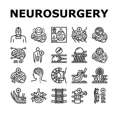 Neurosurgery Medical Treatment Icons Set Vector Vector Art At