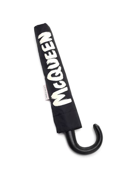 Umbrellas Alexander Mcqueen Graffiti Umbrella In Black 6634264A71Q1078