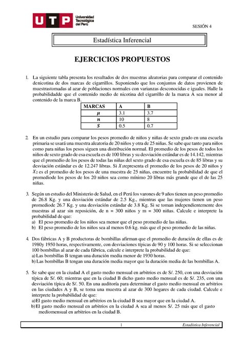 S02 s2 Ejercicios en clase 1 Estadística Inferencial SESIÓN 4