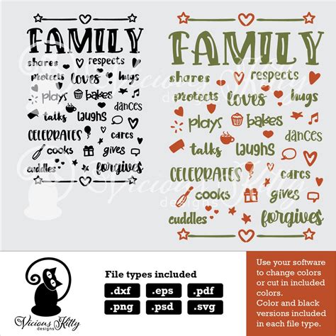 Family word art svg family collage Family loves | Etsy