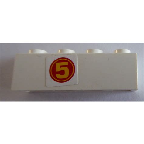 Lego White Brick 1 X 4 With 5 Sticker 3010 Brick Owl Lego