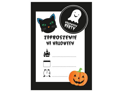 Zaproszenia Halloween Duch Kot Dynia Szt Dobra Cena Sklep