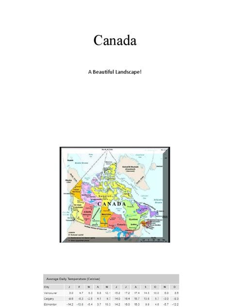 Canada Map Average Temp Table | PDF