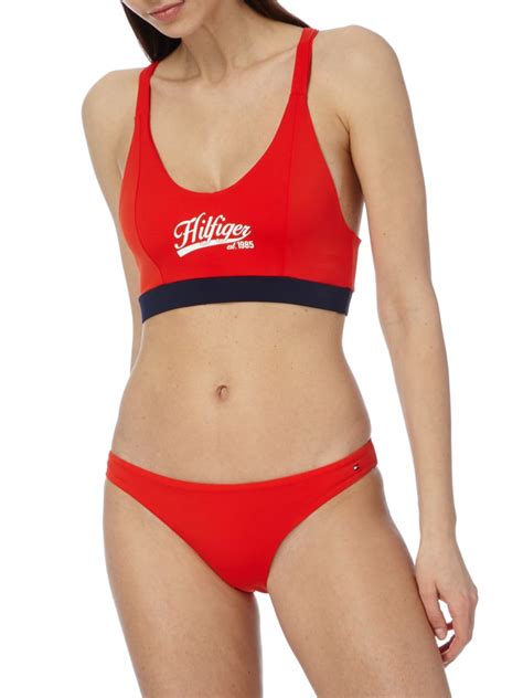 Tommy Hilfiger Bikini Oberteil Mit Logo Print Hellrot Online Kaufen