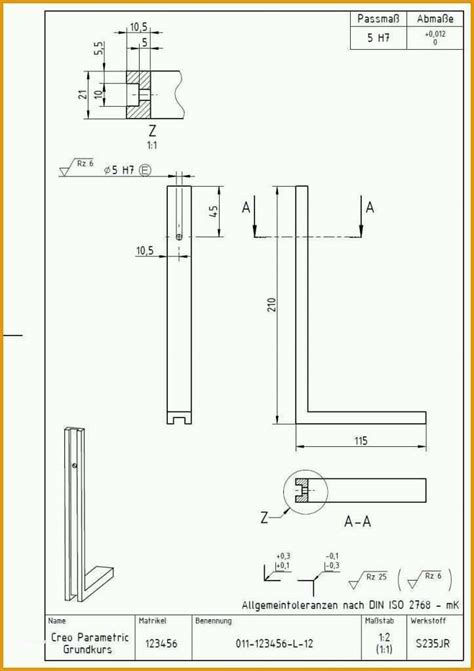 Neue Version Schriftfeld Technische Zeichnung Vorlage A3 Schriftfeld