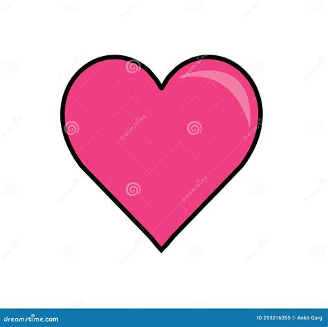 Flat Glossy Heart Clip Art Pink Stroke Illustration Vector Stock Vector