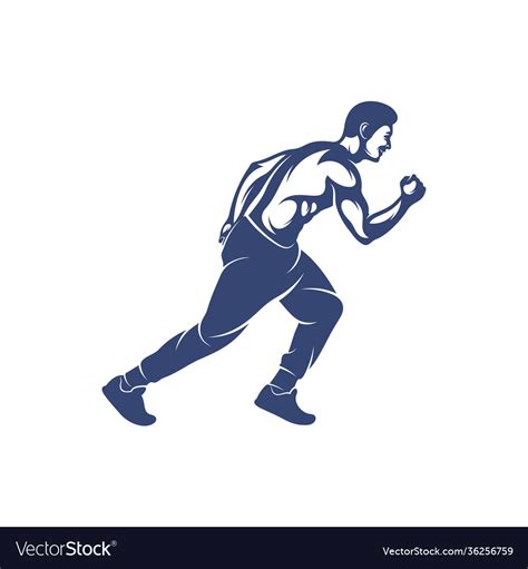 Man runner athletic logo design icon symbol Vector Image