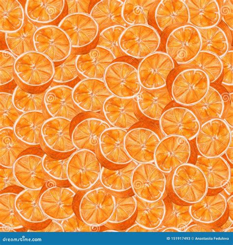 Juicy Oranges Watercolor Art Hand Drawn Seamless Pattern With Citrus