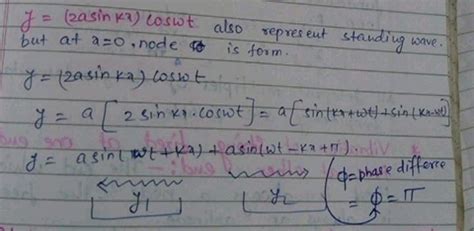 Equations Of A Stationary Waves And A Travelling Wave Are Y1 A × Sin