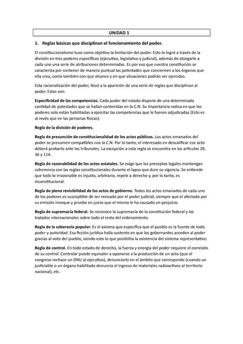 Unidades 1 Y 2 UNIDAD 1 1 Reglas básicas que disciplinan el