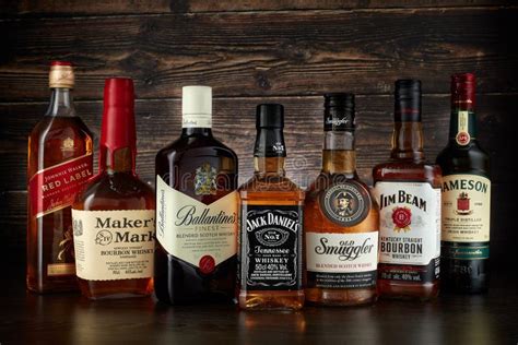 Bottles of Several Most Popular Whiskey Whisky Brands Editorial Image ...